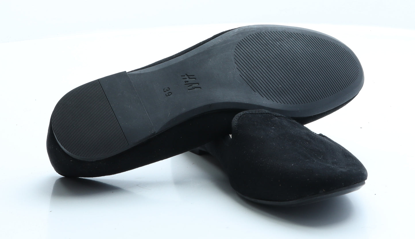 H&M Womens Black  Faux Suede Flat  6 EUR 39