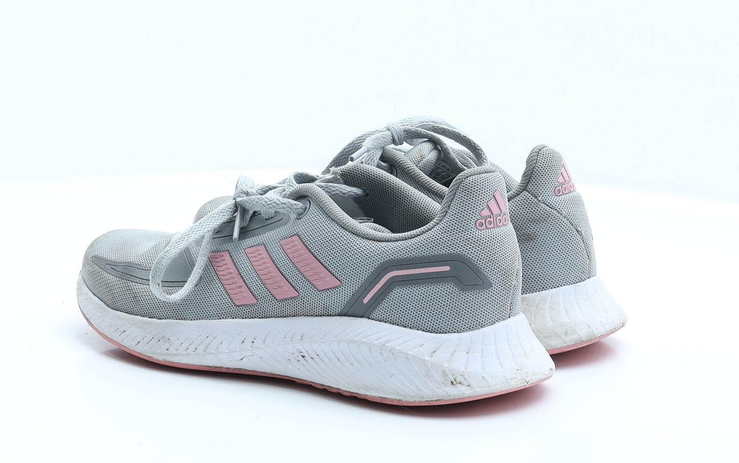 adidas Womens Grey Striped Polyester Trainer Flat 4 37