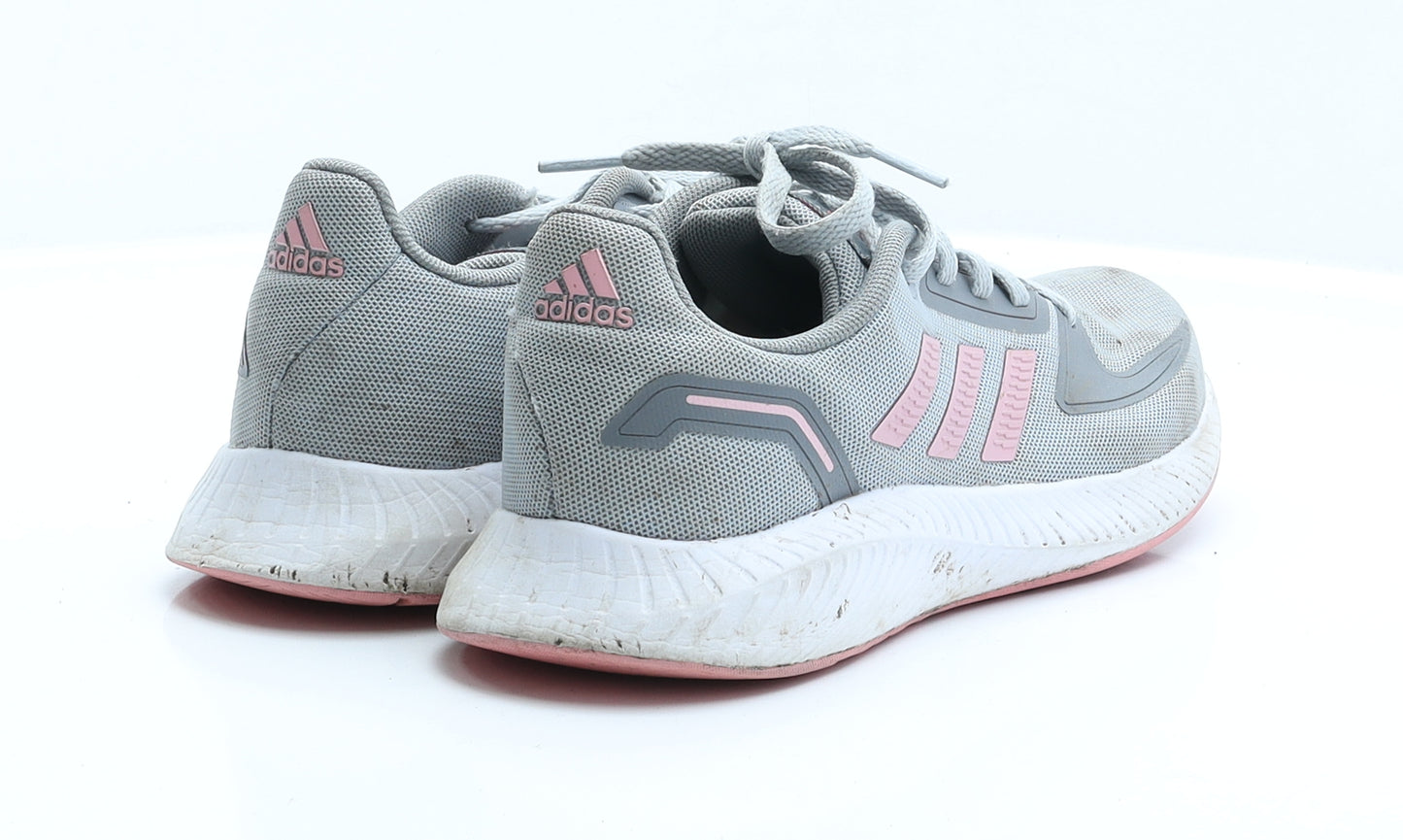 adidas Womens Grey Striped Polyester Trainer Flat 4 37