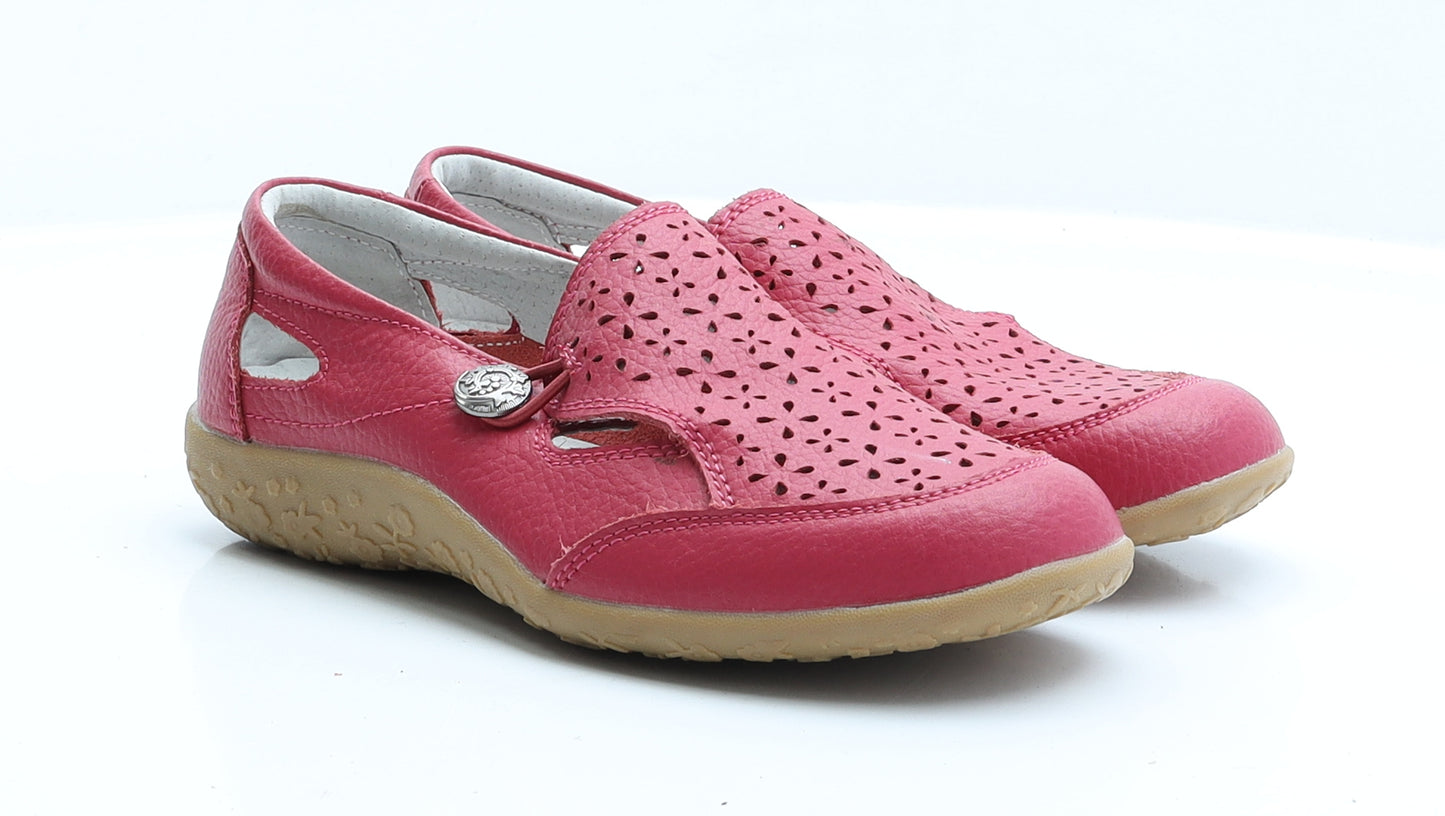 JD Williams Womens Pink  Faux Leather Flat  4 37