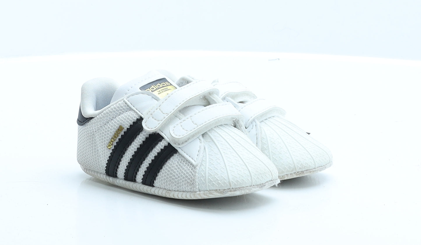 adidas Boys White Striped Polyester Trainer  3
