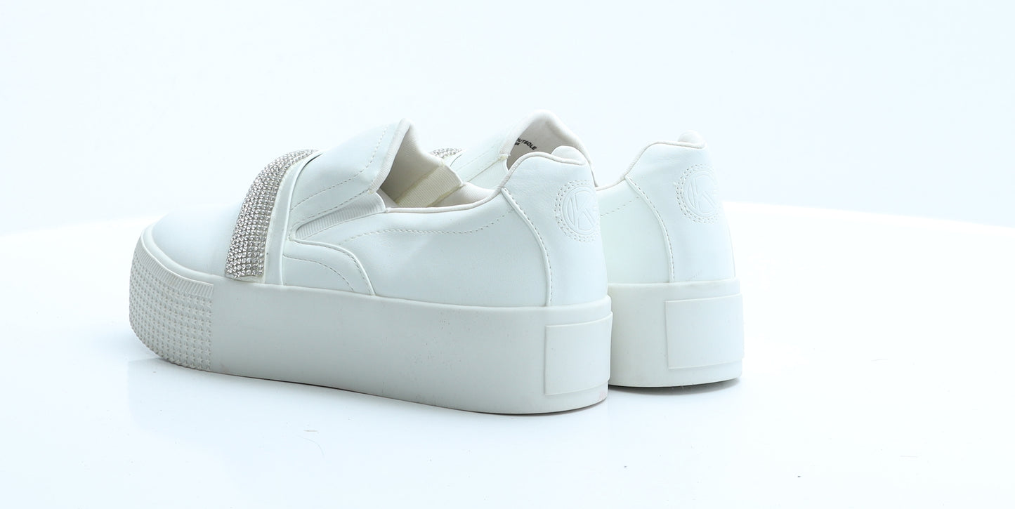 Kurt Geiger Womens White  Polyester Trainer  6 EUR 39