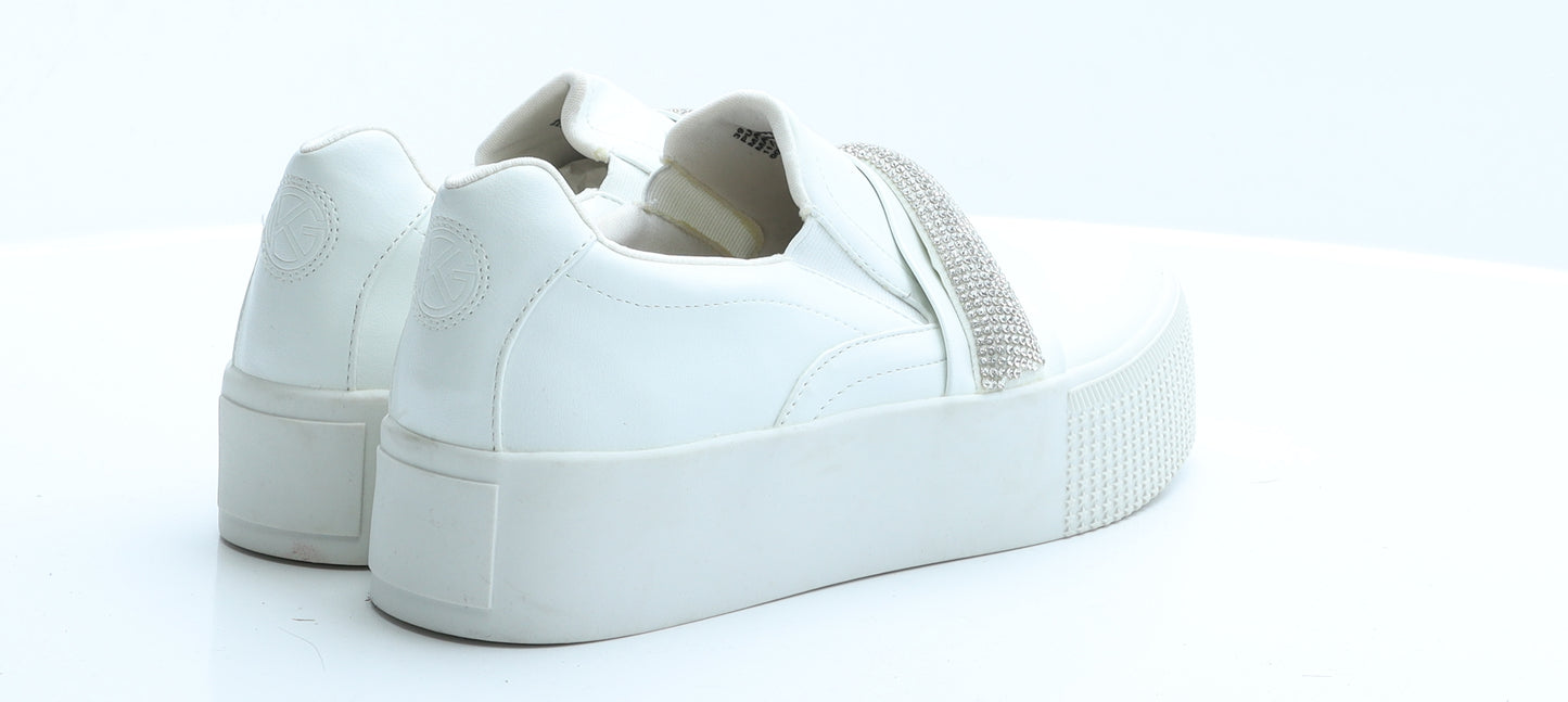 Kurt Geiger Womens White  Polyester Trainer  6 EUR 39