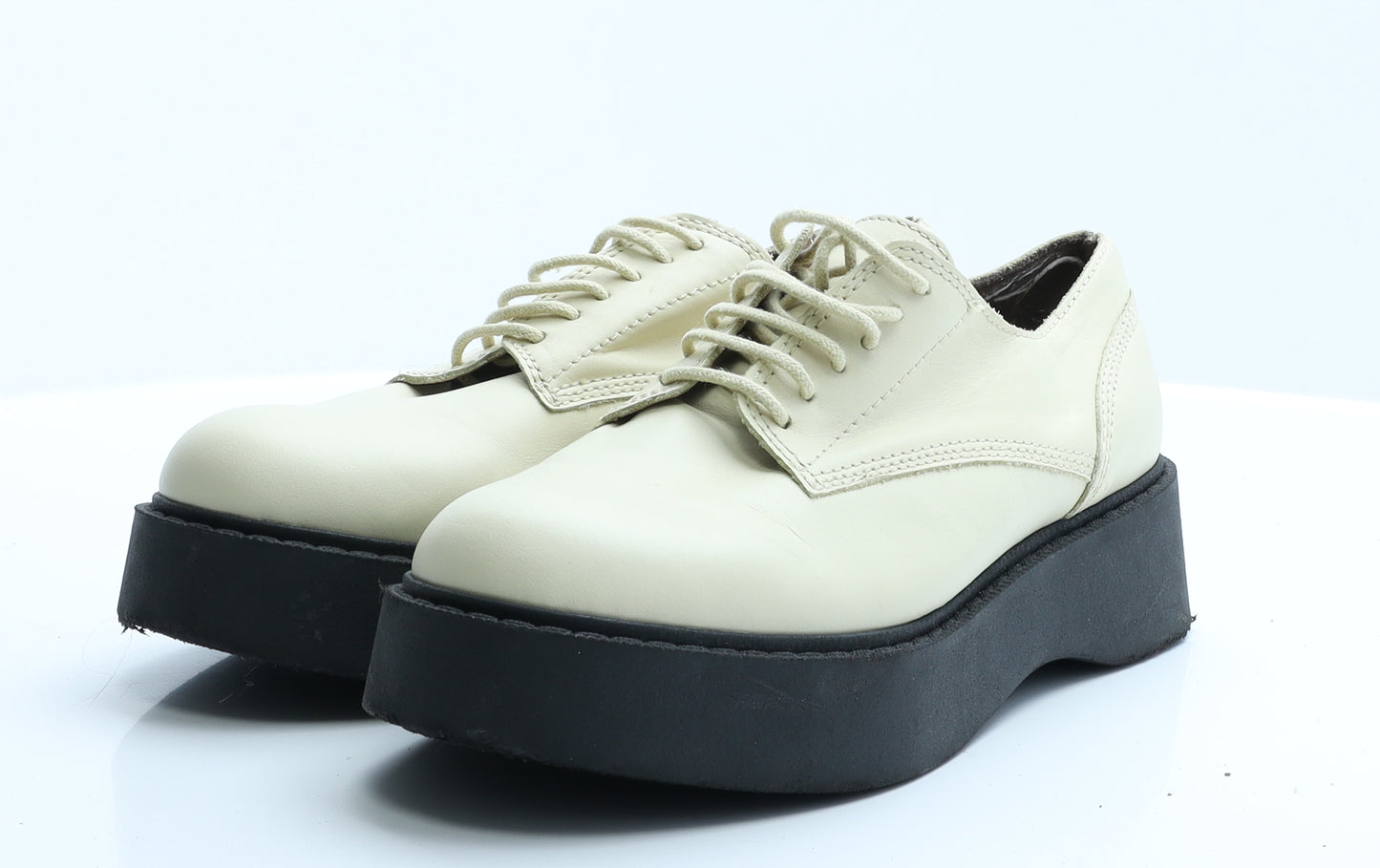 Zara Womens Beige  Polyester Combat Boot 5 38