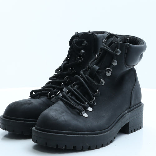 Primark Womens Black  Polyester Combat Boot 3 EUR 36