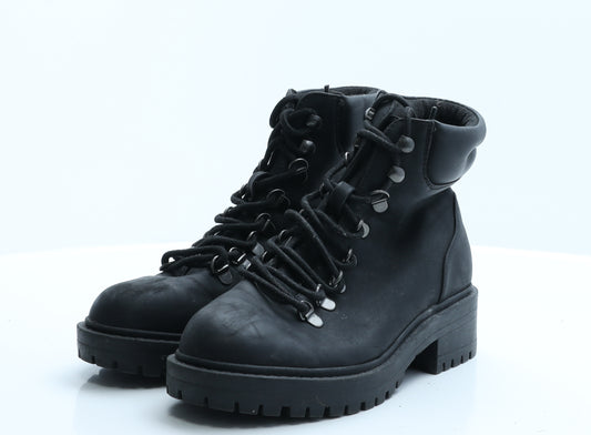 Primark Womens Black  Polyester Combat Boot 3 EUR 36
