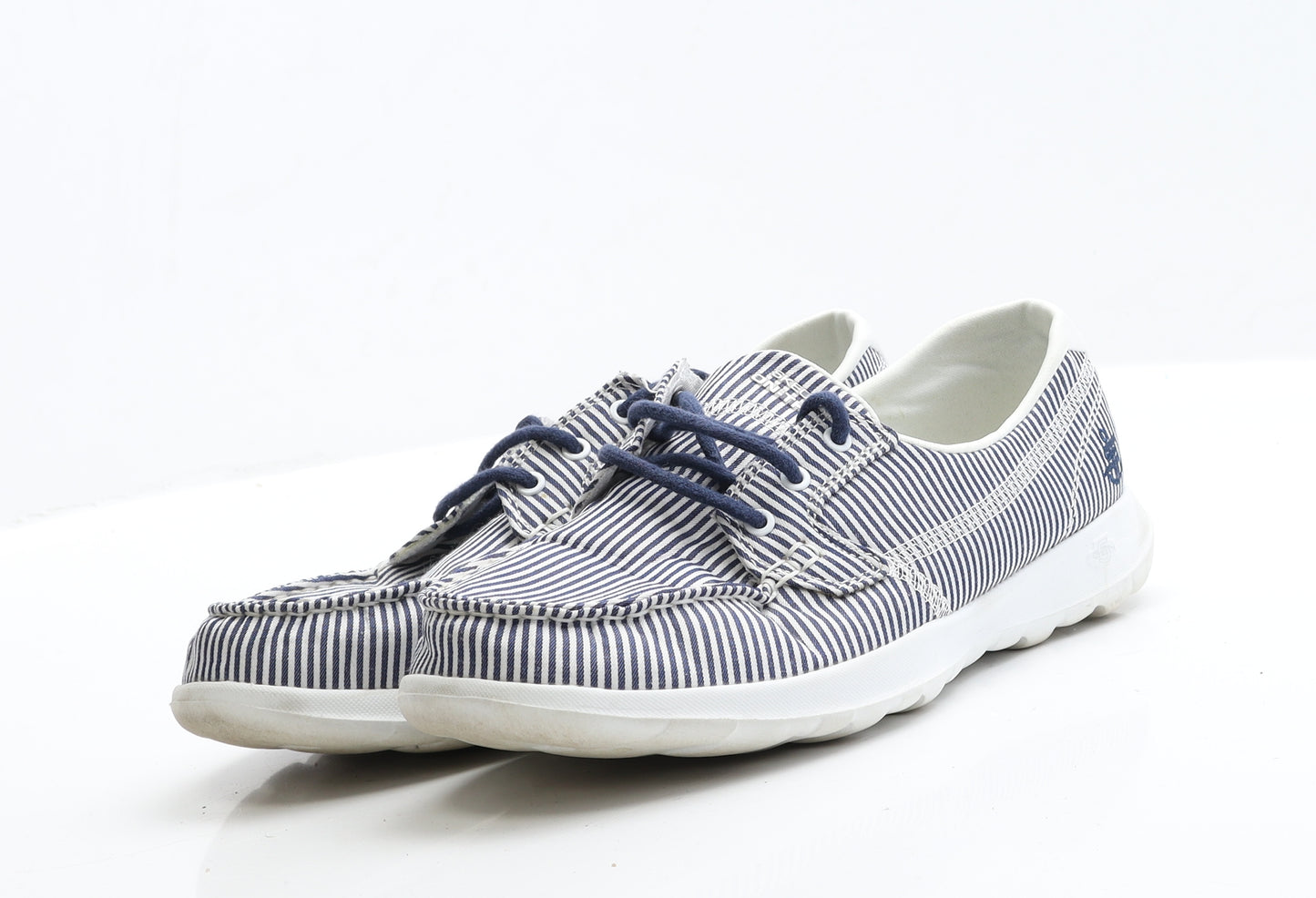 Skechers Womens Blue  Fabric Loafer Flat 5 38
