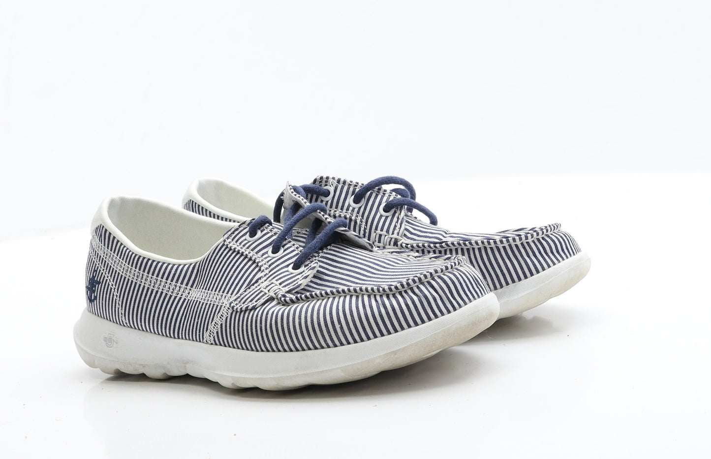 Skechers Womens Blue  Fabric Loafer Flat 5 38