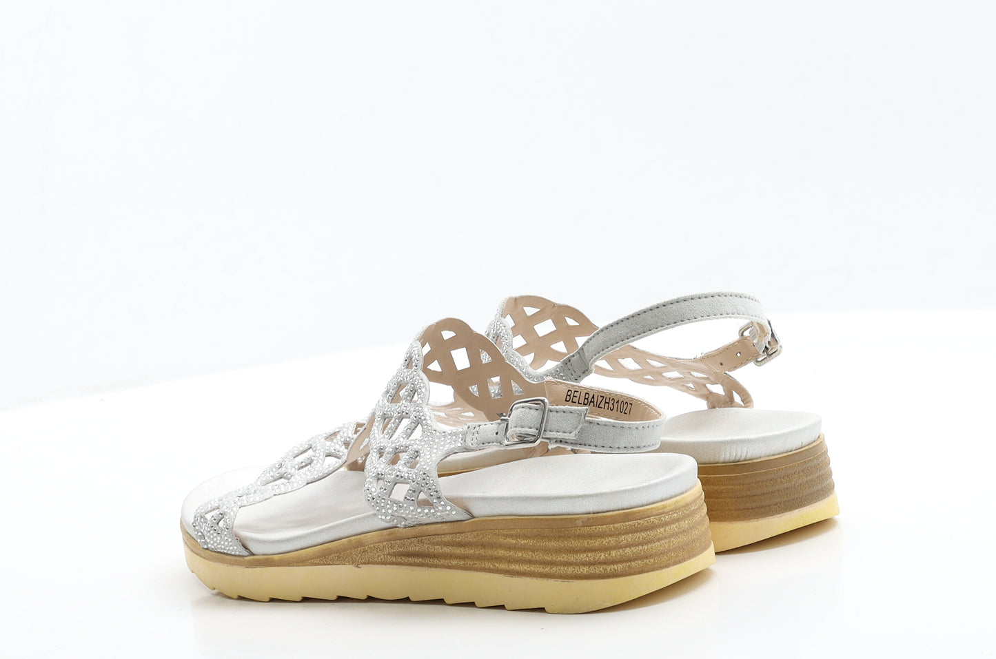 Bellissimo Womens Silver  Polyester Strappy Sandal 6 39