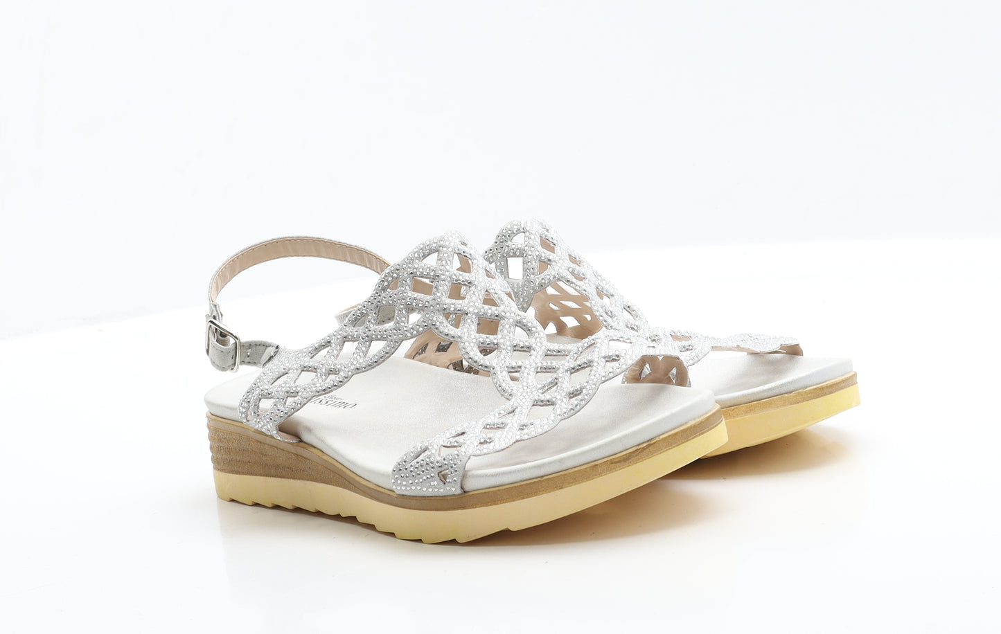 Bellissimo Womens Silver  Polyester Strappy Sandal 6 39