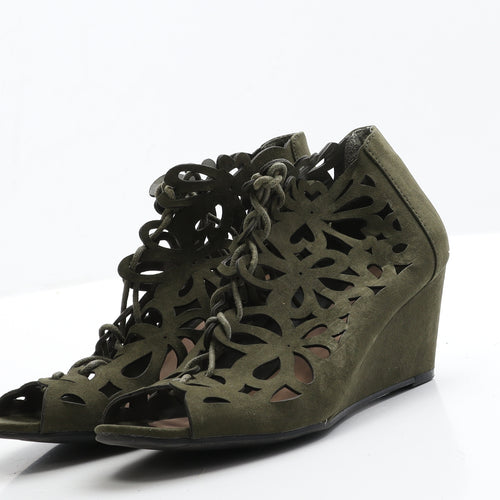 Primark Womens Green  Faux Suede Strappy Heel 5 EUR 38