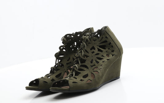 Primark Womens Green  Faux Suede Strappy Heel 5 EUR 38