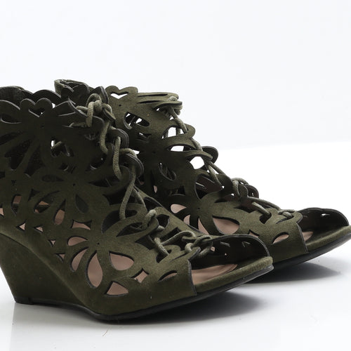 Primark Womens Green  Faux Suede Strappy Heel 5 EUR 38