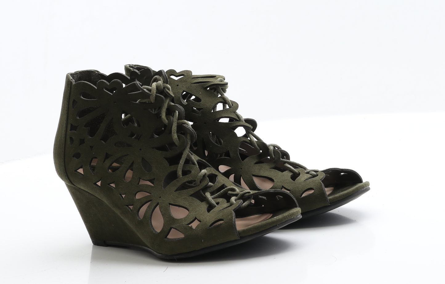 Primark Womens Green  Faux Suede Strappy Heel 5 EUR 38