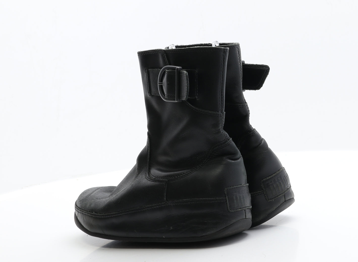 FitFlop Womens Black  Leather Biker Boot 5 EUR 38