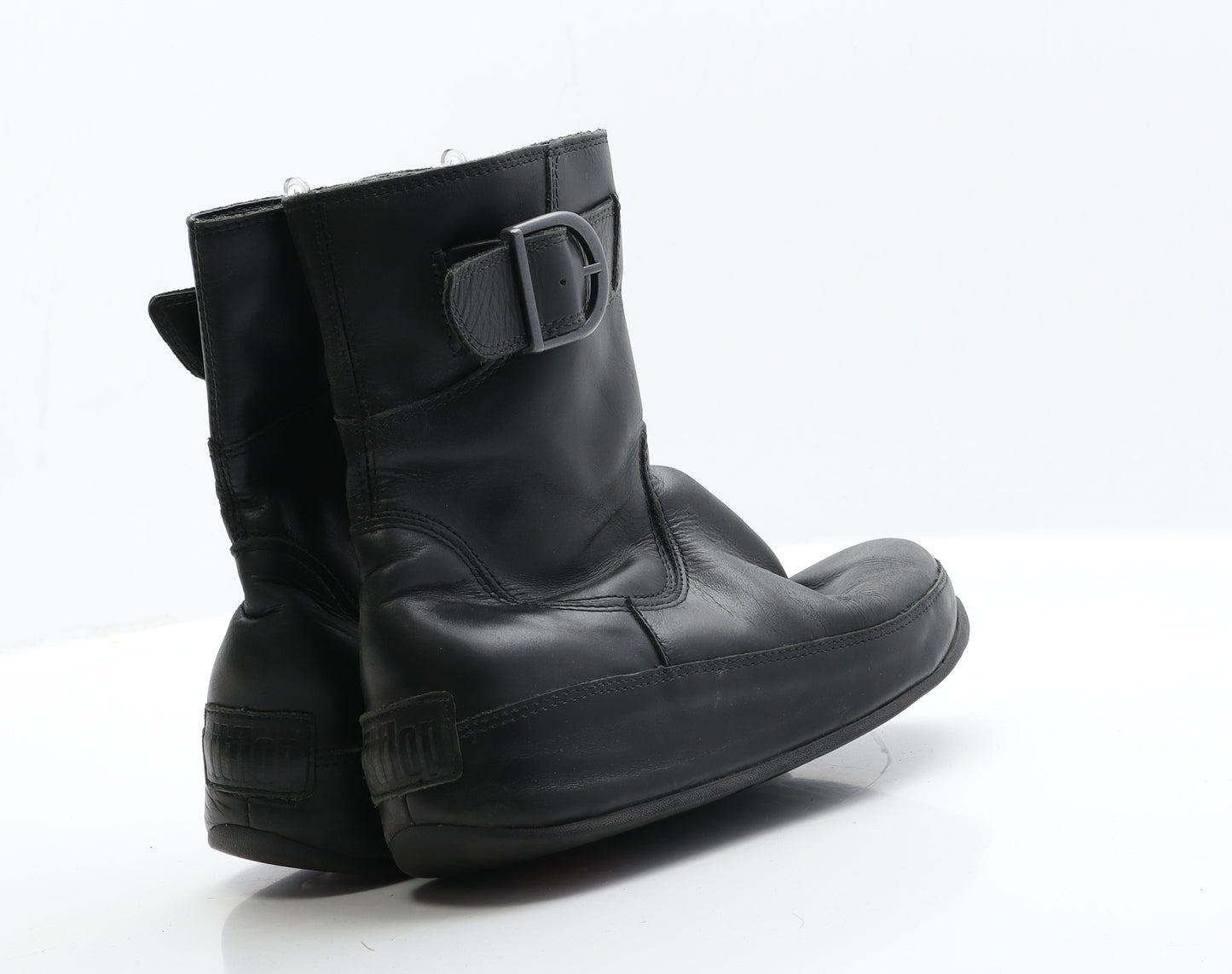 FitFlop Womens Black  Leather Biker Boot 5 EUR 38