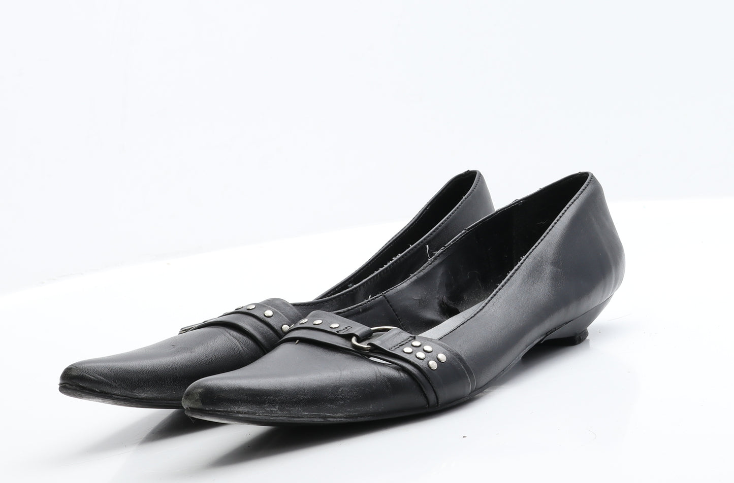 George Womens Black  Leather Slip On Flat 7 40