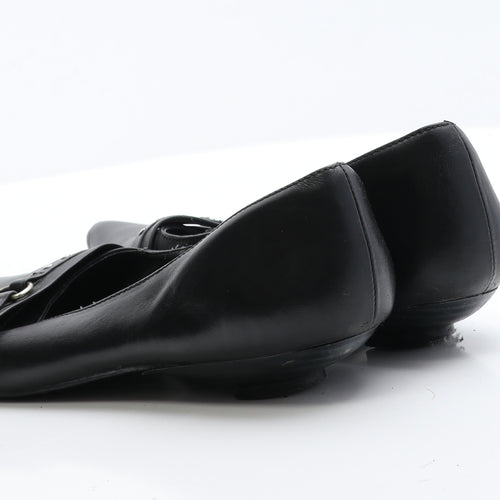 George Womens Black  Leather Slip On Flat 7 40