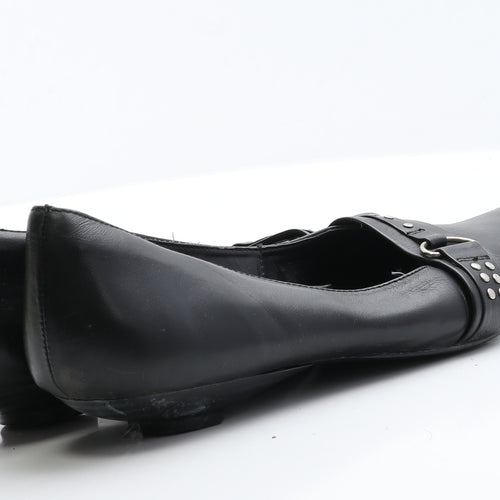 George Womens Black  Leather Slip On Flat 7 40