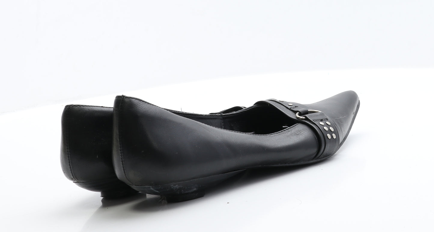 George Womens Black  Leather Slip On Flat 7 40