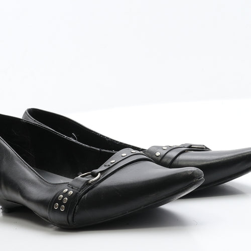 George Womens Black  Leather Slip On Flat 7 40