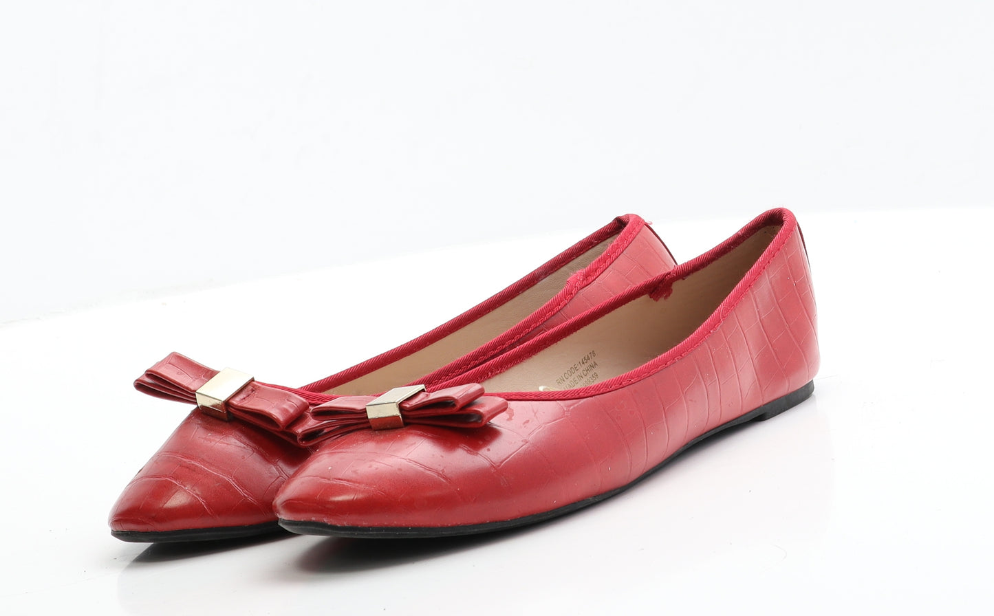 Primark Womens Red  Faux Leather Ballet Flat 7 EUR 40
