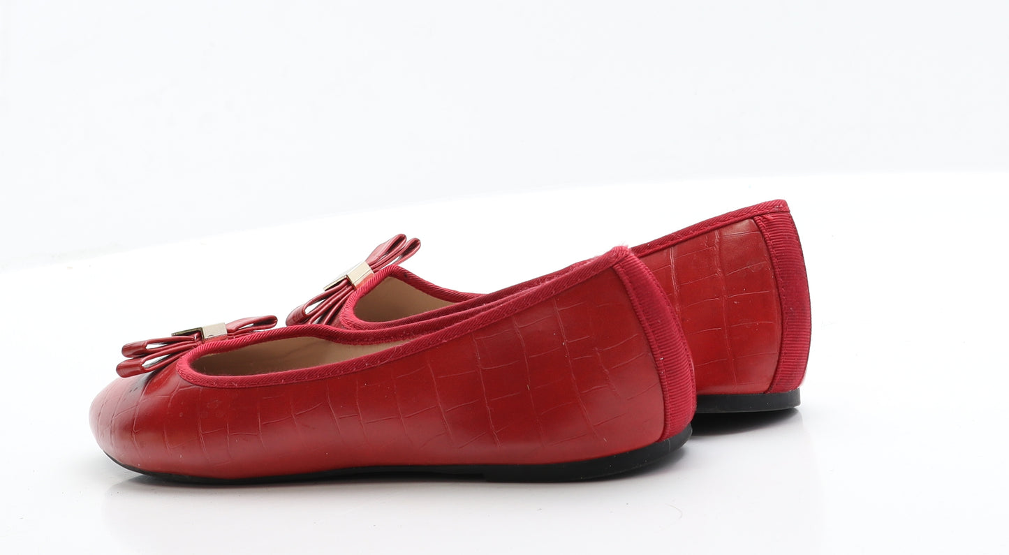 Primark Womens Red  Faux Leather Ballet Flat 7 EUR 40