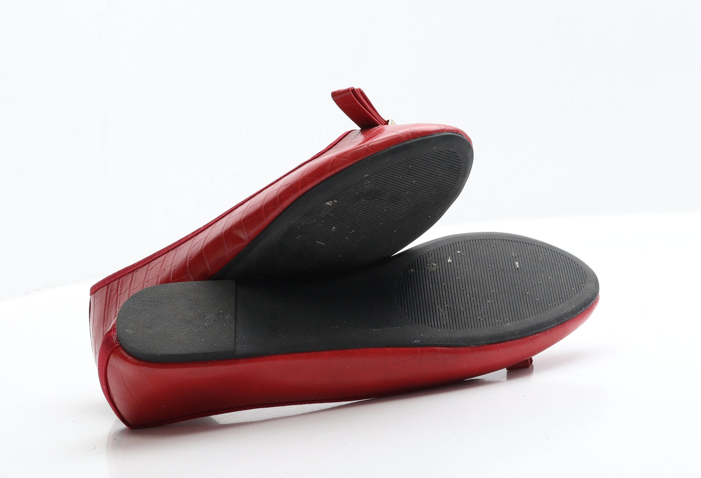 Primark Womens Red  Faux Leather Ballet Flat 7 EUR 40
