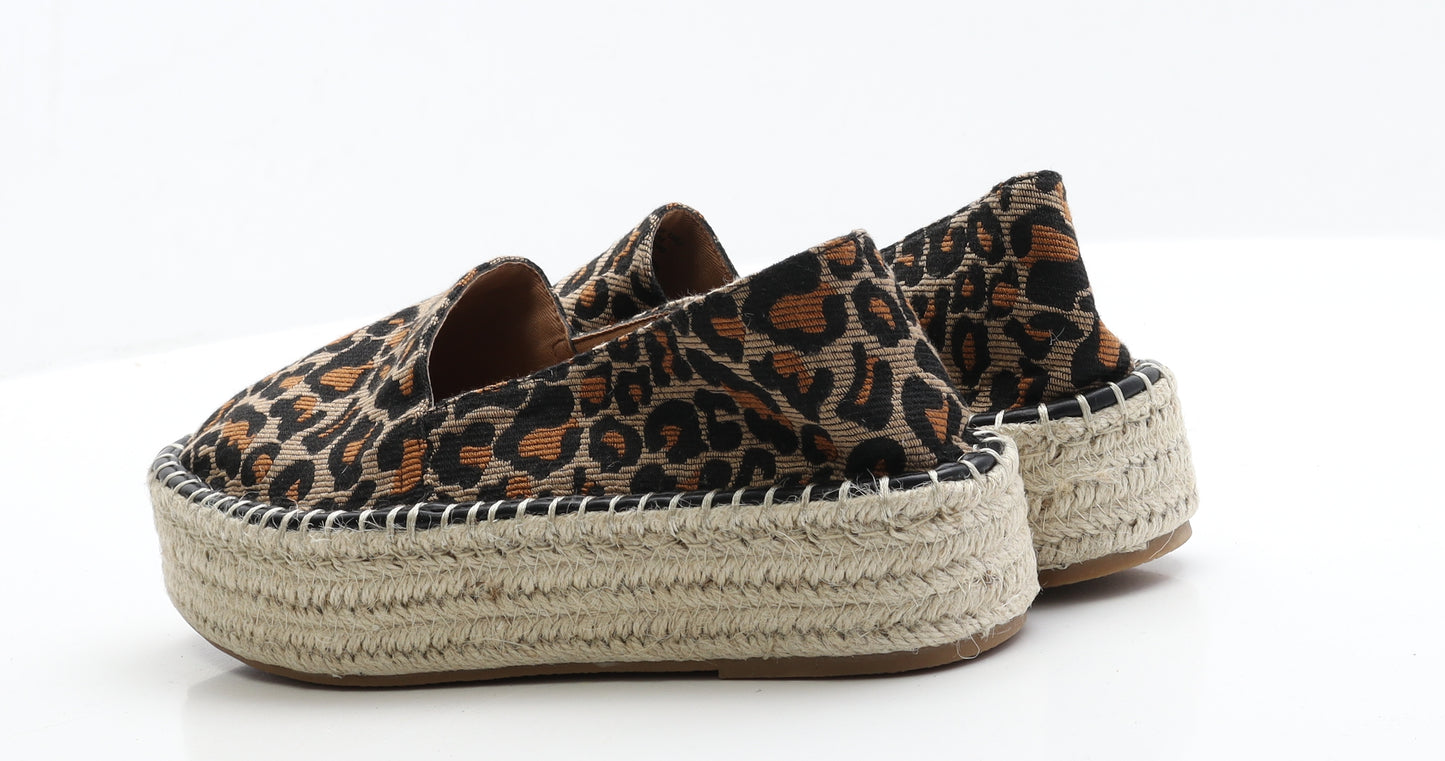 ASOS Womens Brown Geometric Fabric Espadrille Flat 5 38