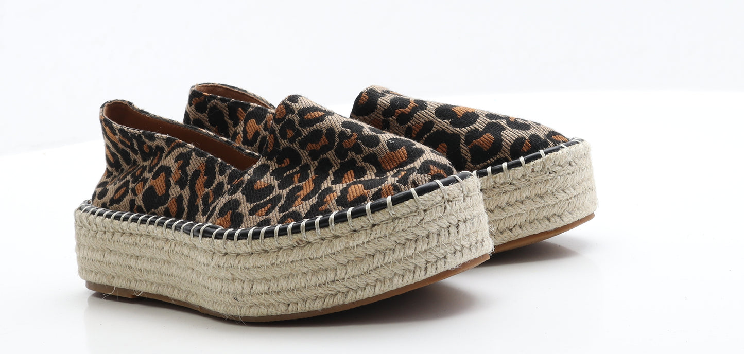 ASOS Womens Brown Geometric Fabric Espadrille Flat 5 38