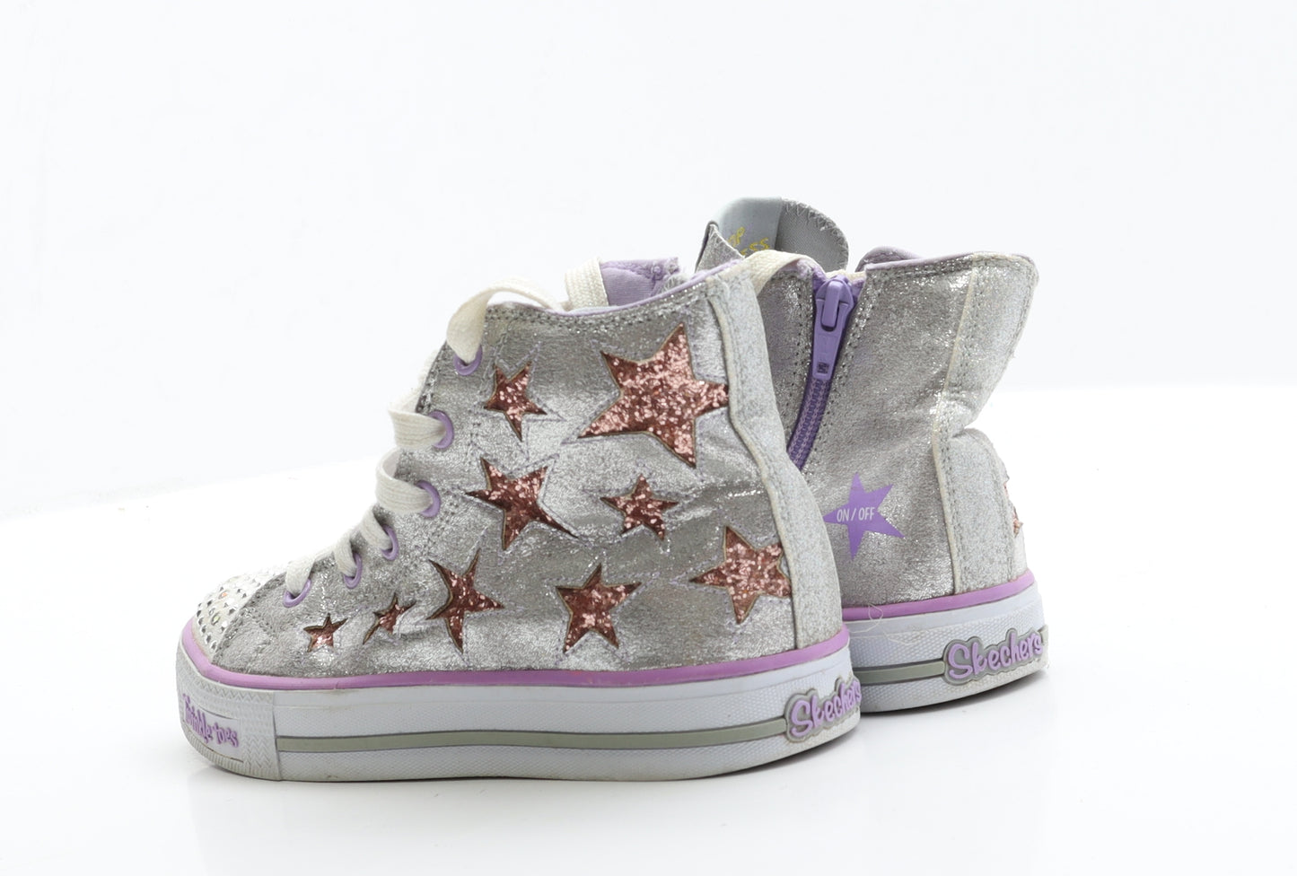 Skechers Girls Silver  Polyester Trainer  1.5 EUR 34  - Twinkle Toes