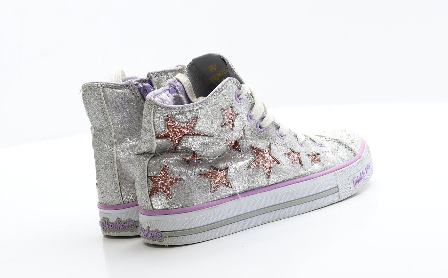 Skechers Girls Silver  Polyester Trainer  1.5 EUR 34  - Twinkle Toes