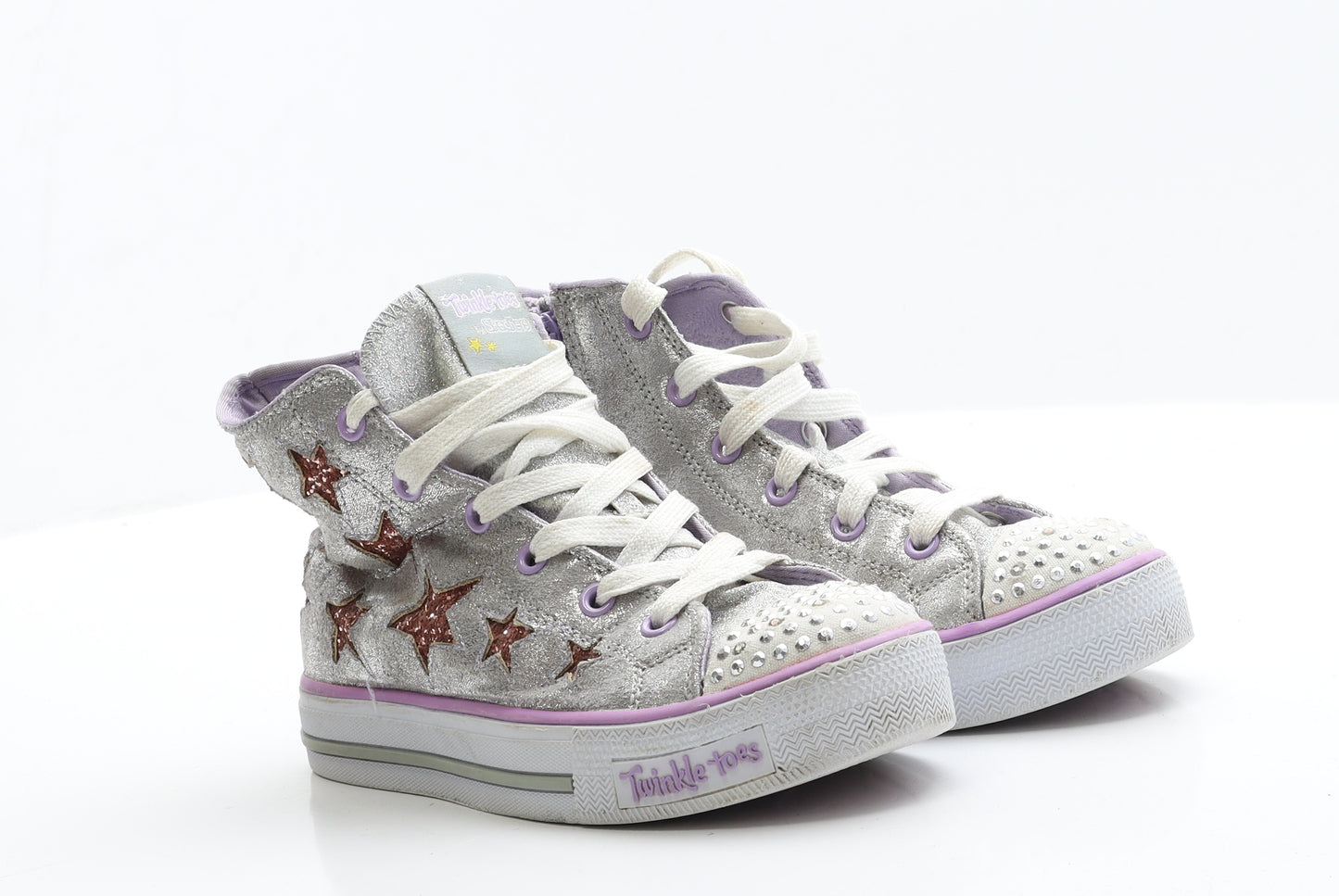 Skechers Girls Silver  Polyester Trainer  1.5 EUR 34  - Twinkle Toes