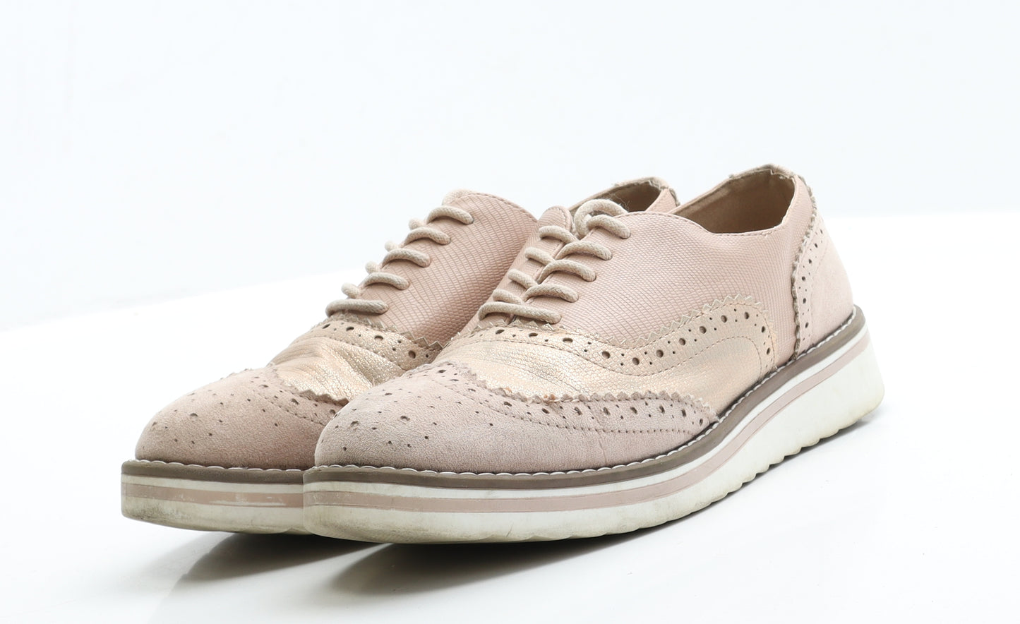 Primark Womens Pink  Polyester Oxford Flat 5 38