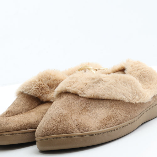 Primark Womens Brown  Faux Suede Slip On Slipper 3 36  - Size 3-4