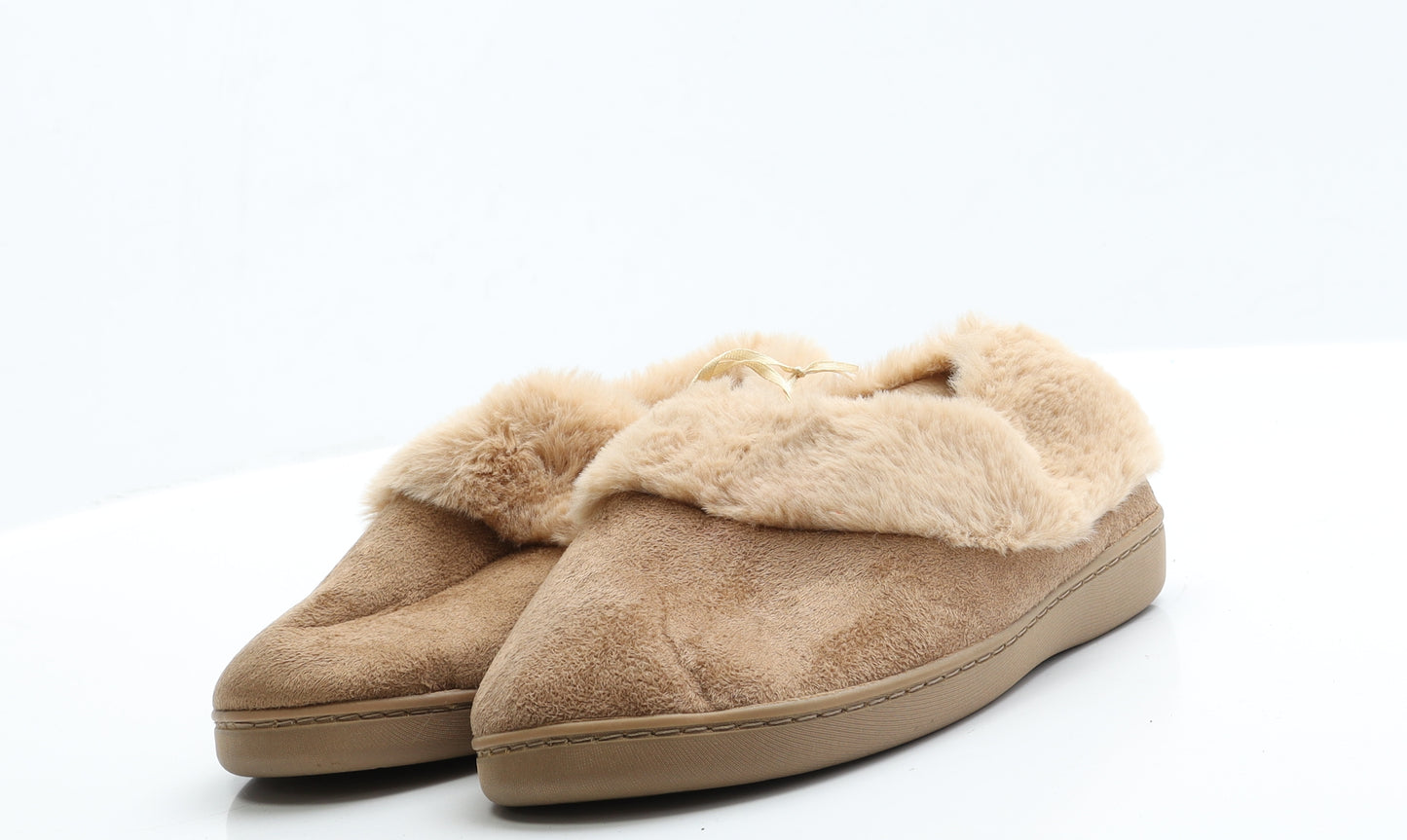 Primark Womens Brown  Faux Suede Slip On Slipper 3 36  - Size 3-4