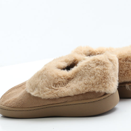 Primark Womens Brown  Faux Suede Slip On Slipper 3 36  - Size 3-4