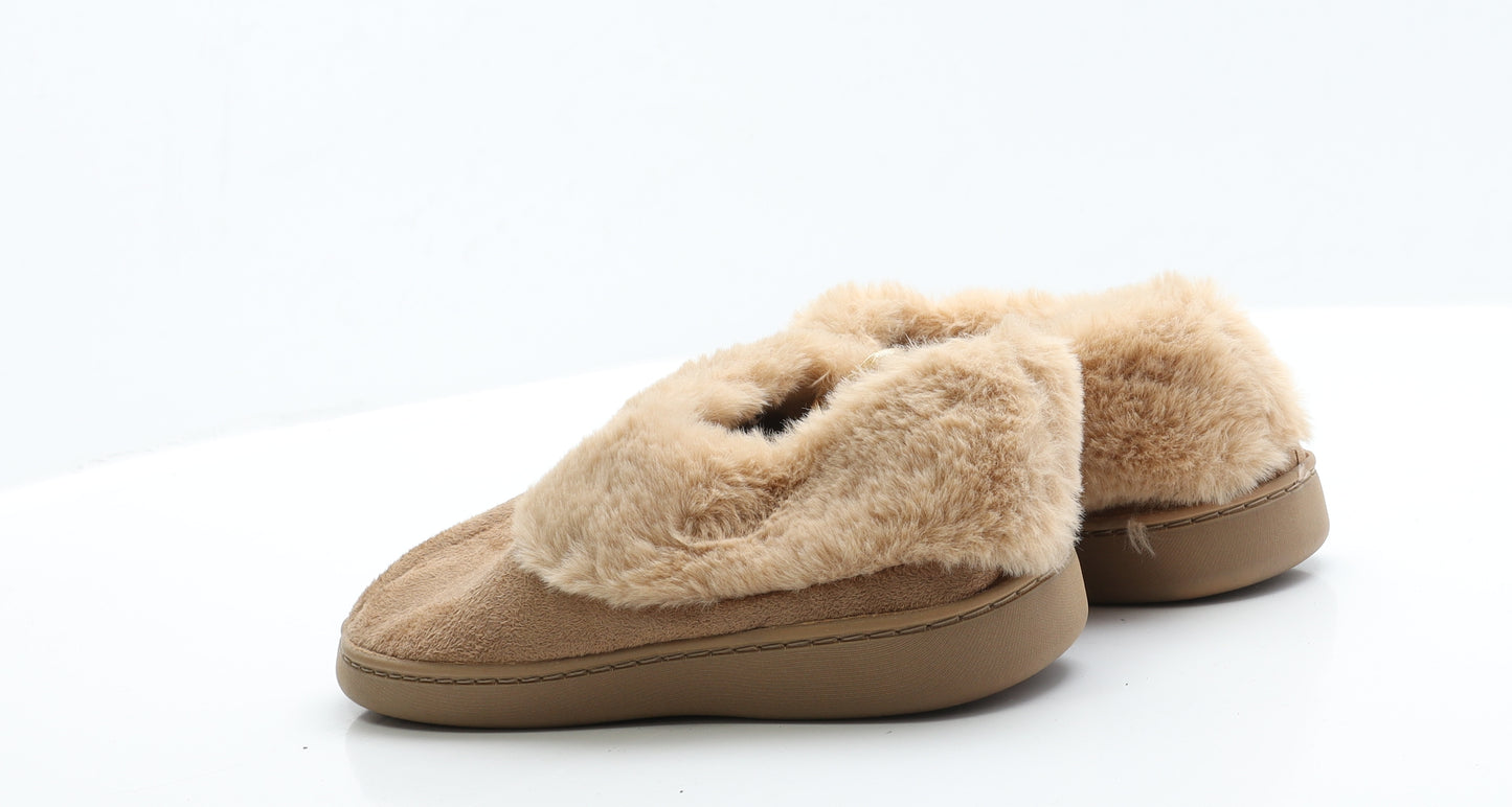 Primark Womens Brown  Faux Suede Slip On Slipper 3 36  - Size 3-4