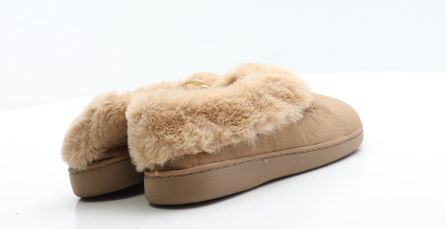 Primark Womens Brown  Faux Suede Slip On Slipper 3 36  - Size 3-4