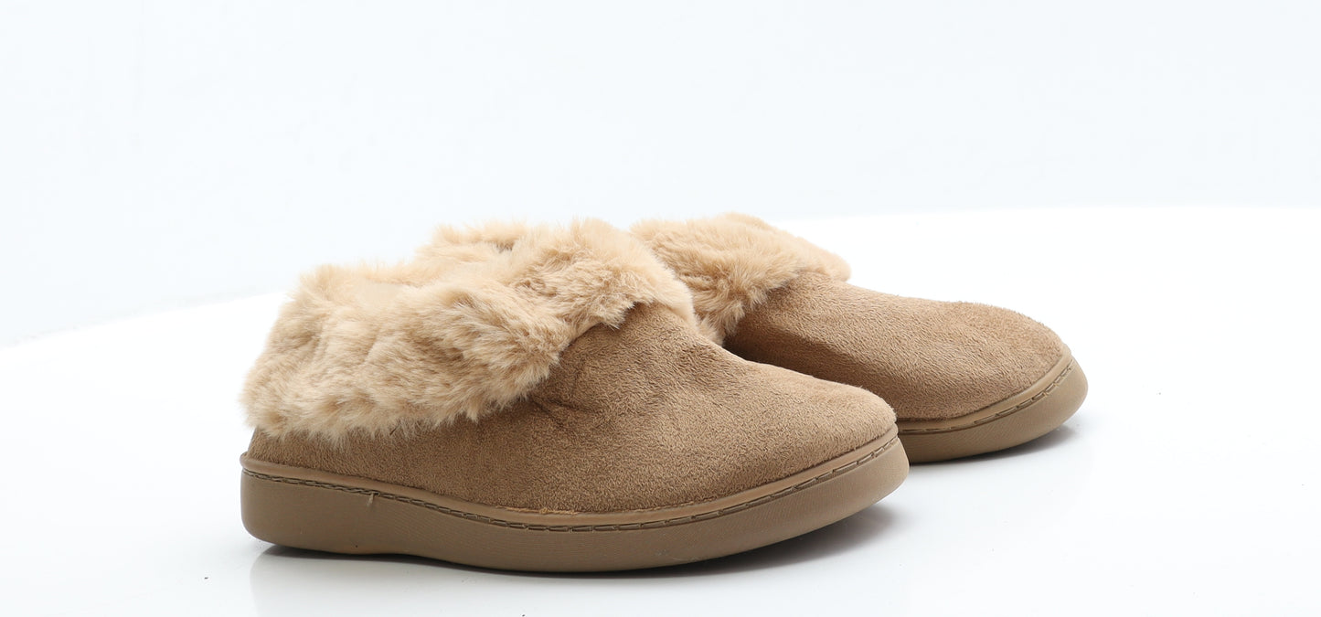 Primark Womens Brown  Faux Suede Slip On Slipper 3 36  - Size 3-4