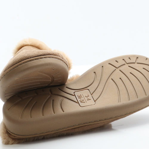 Primark Womens Brown  Faux Suede Slip On Slipper 3 36  - Size 3-4