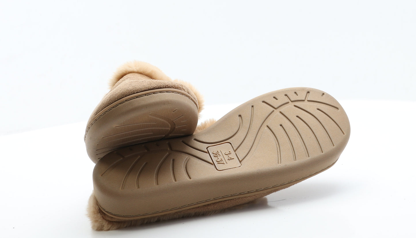Primark Womens Brown  Faux Suede Slip On Slipper 3 36  - Size 3-4