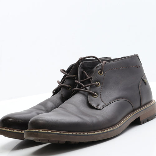 Deakins Mens Brown  Faux Leather Oxford Casual 10
