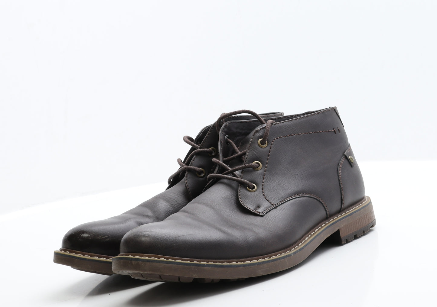 Deakins Mens Brown  Faux Leather Oxford Casual 10