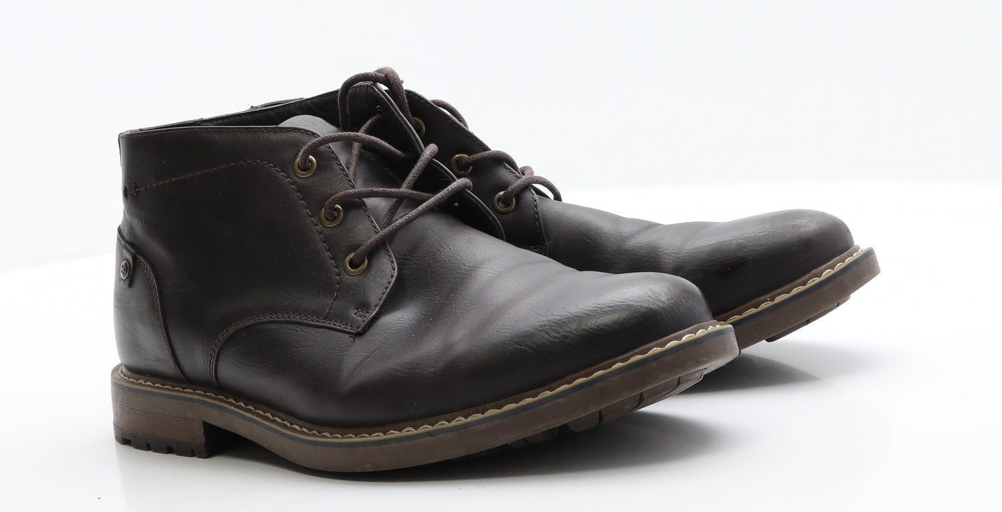 Deakins Mens Brown  Faux Leather Oxford Casual 10