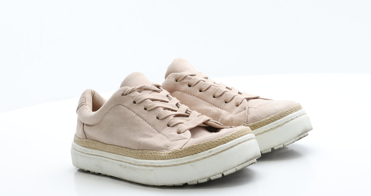 New Look Womens Pink  Faux Suede Trainer Flat 8 41