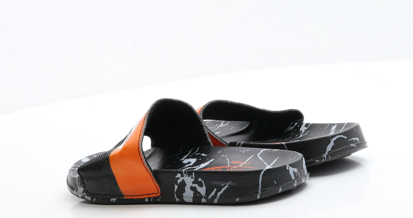 NERF Boys Black Geometric Polyester Slider Sandal 3 EUR 36  - Size 3-4, Open Toe
