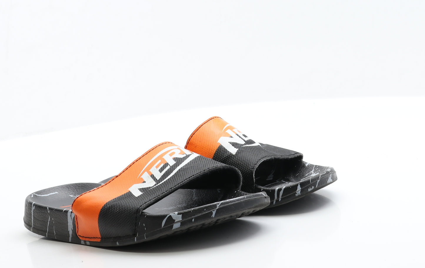 NERF Boys Black Geometric Polyester Slider Sandal 3 EUR 36  - Size 3-4, Open Toe