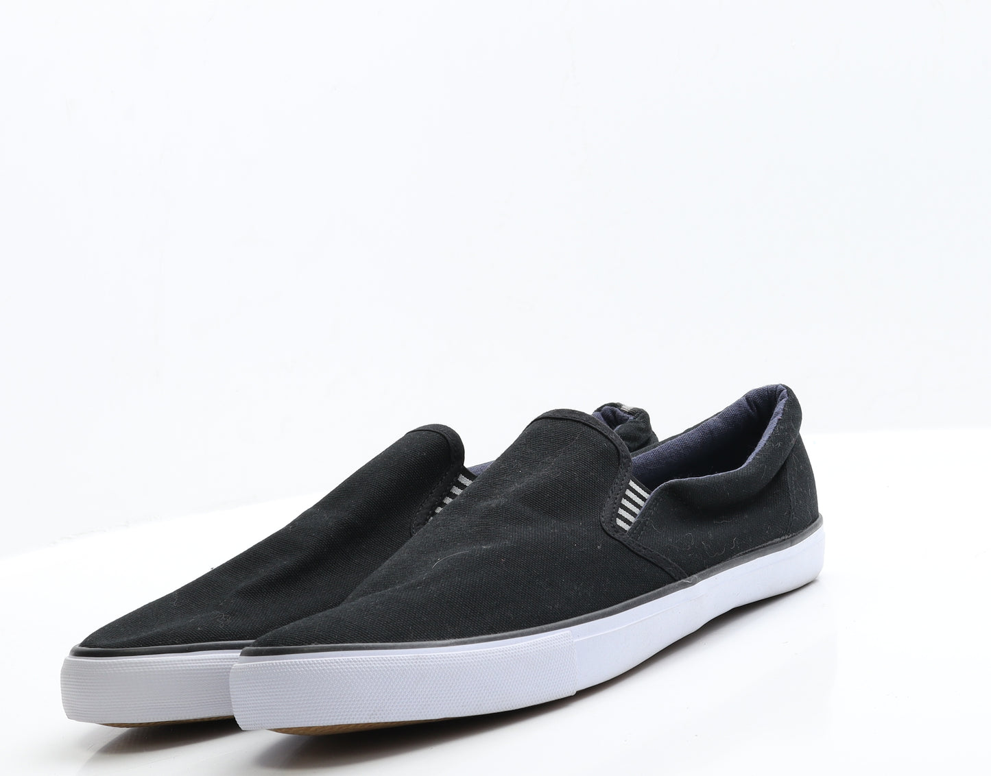 TU Mens Black  Fabric Slip On Casual 12