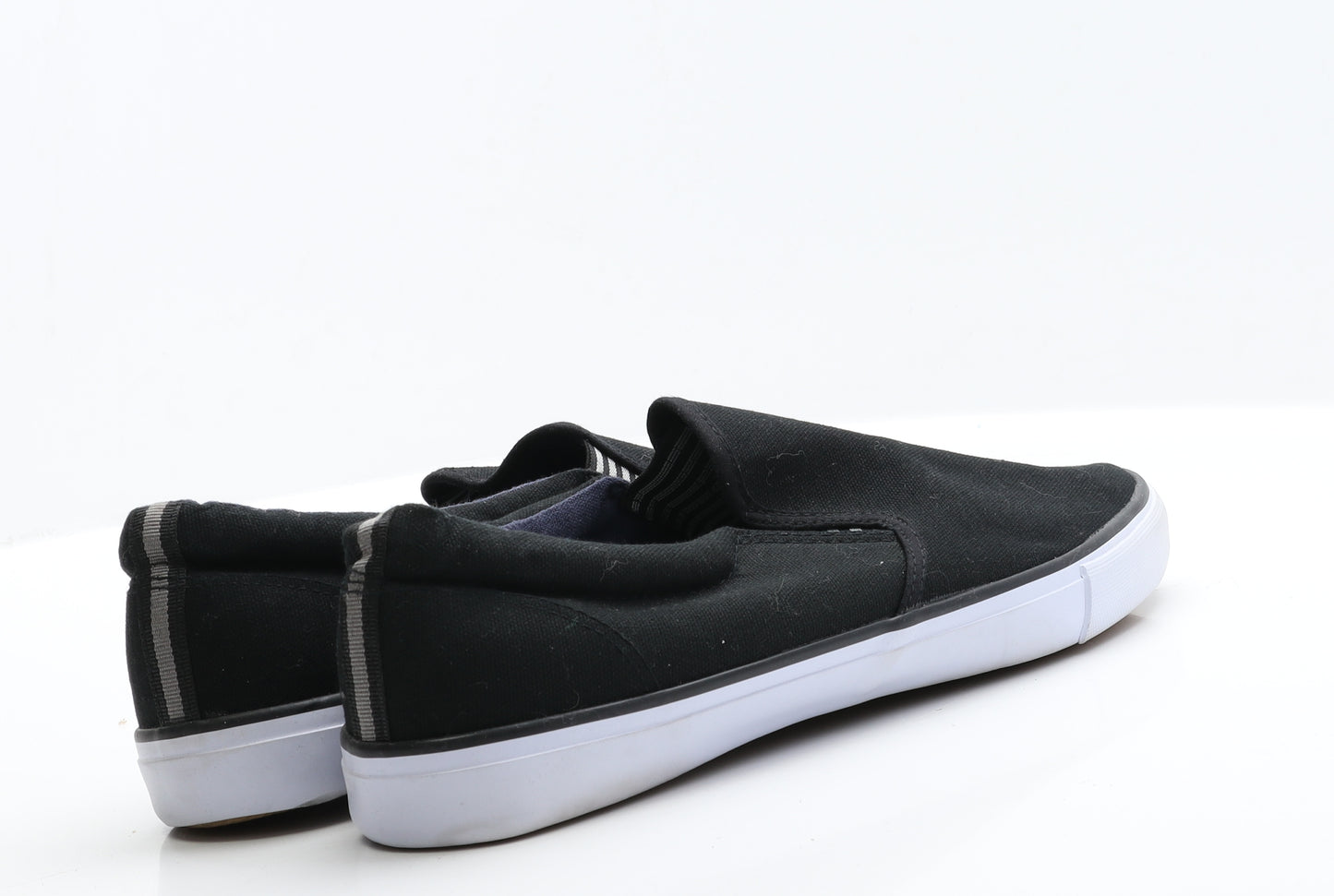 TU Mens Black  Fabric Slip On Casual 12